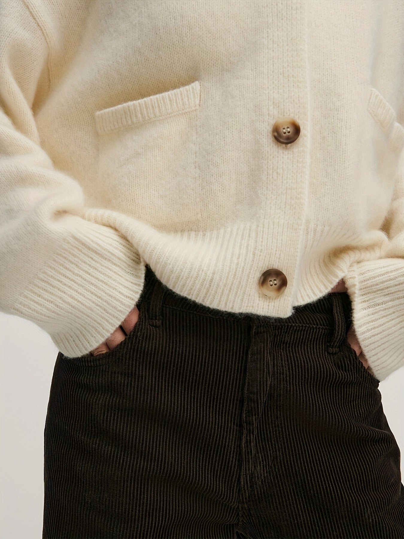 Cardigan med Rund Hals