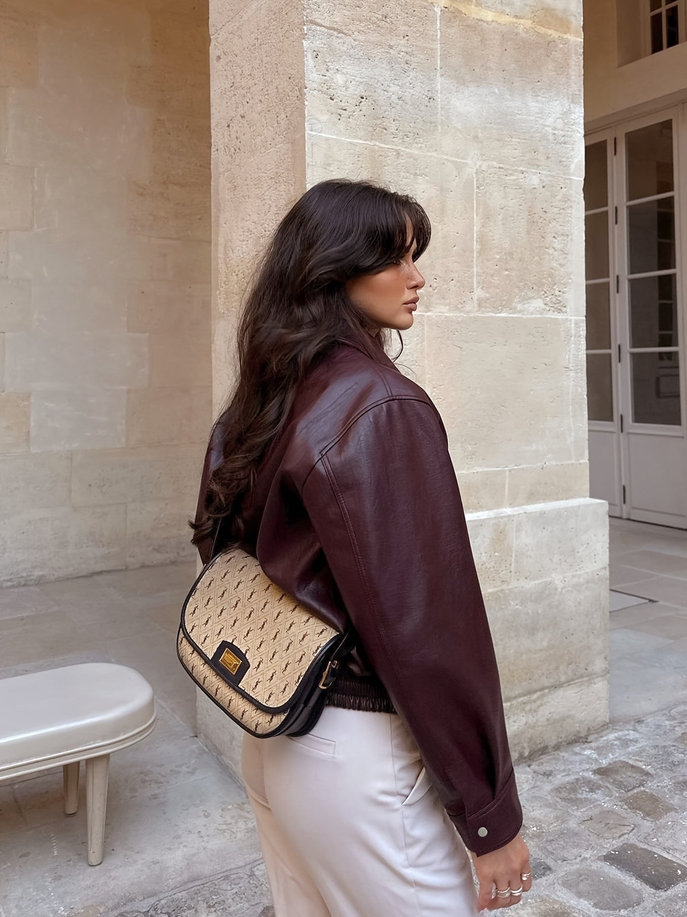 Brun Leather Look Jacka